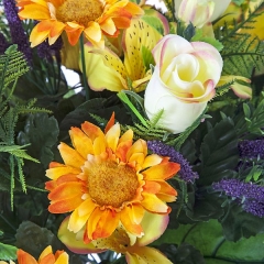 Ramos artificiales ramo flores artificiales naranja margaritas rosas en la llimona home (1)