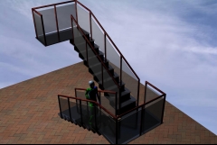 Escalera doble acristalada
