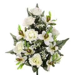 Todos los santos ramo artificial flores orquideas y rosas blancas abiertas en la llimona home