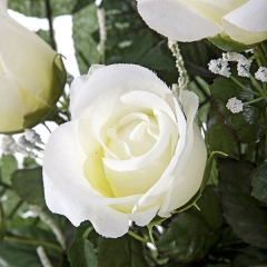 Todos los santos ramo artificial flores rosas abiertas blancas en la llimona (2)