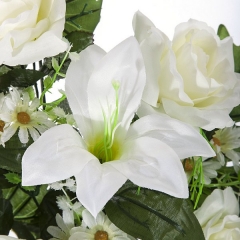 Todos los santos ramo artificial flores lily con rosas blancas en la llimona home (1)