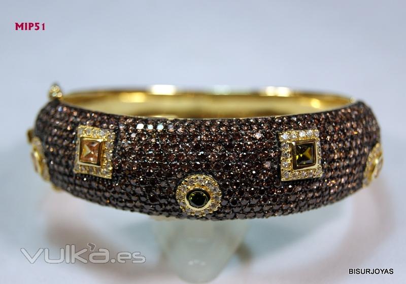 Pulsera plata vaño oro con microcirconitas