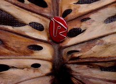 Chenab, anillo rojo decorado con plata anillo de plata ajustable