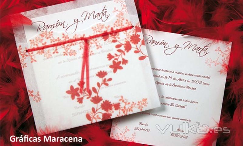 invitación de boda lazo rojo