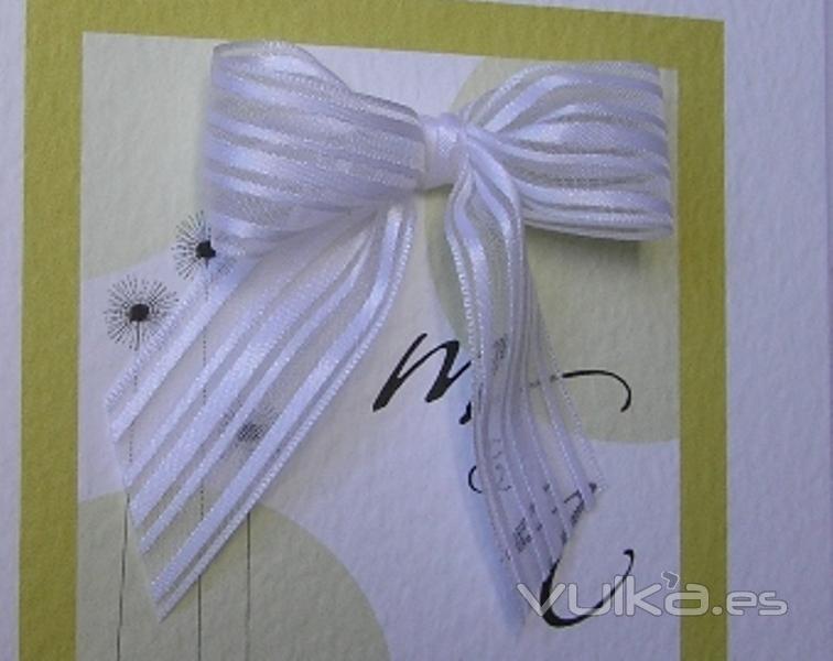 Ref. 5425 - Tarjeta de Boda Vanguardista con lazo Blanco.