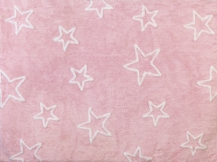 Alfombra infantil estrellas rosa de algodon y apta para lavadora