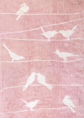 Alfombra infantil palomas rosa de algodon y apta para lavadora