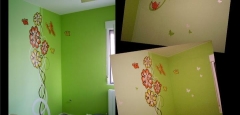 Decoracion de habitacion infantil con vinilo separando los colores