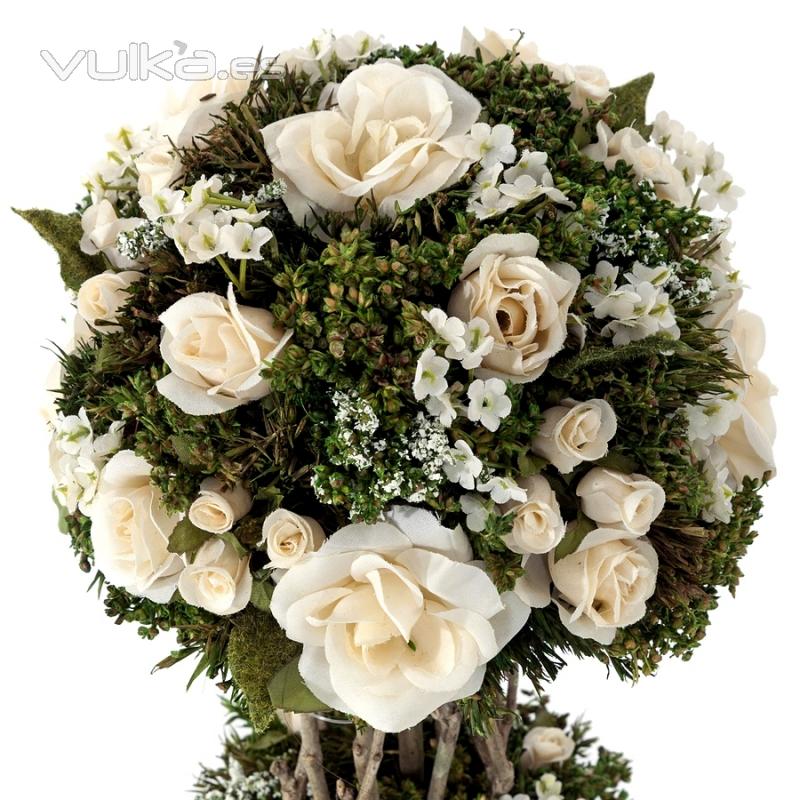 Arreglos florales artificiales. Arreglo floral bola natural crema 35 2 - La Llimona home