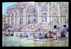 Fontana di trevi, roma mural de azulejos rusticos 70x45cm