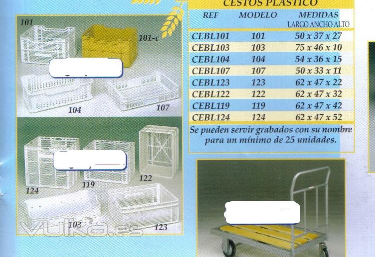 CESTOS DE PLASTICO para pan, transporte y almacenamiento.