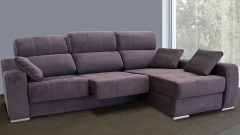 Sofa con cheslong en un color oscuro