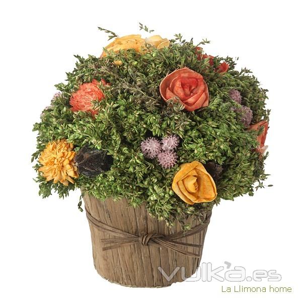 Arreglo floral natur maceta flores artificiales naranja 17 - La Llimona home