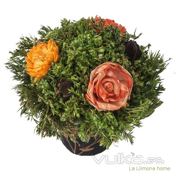 Arreglo floral natur maceta deco flores artificiales naranja 14 1 - La Llimona home