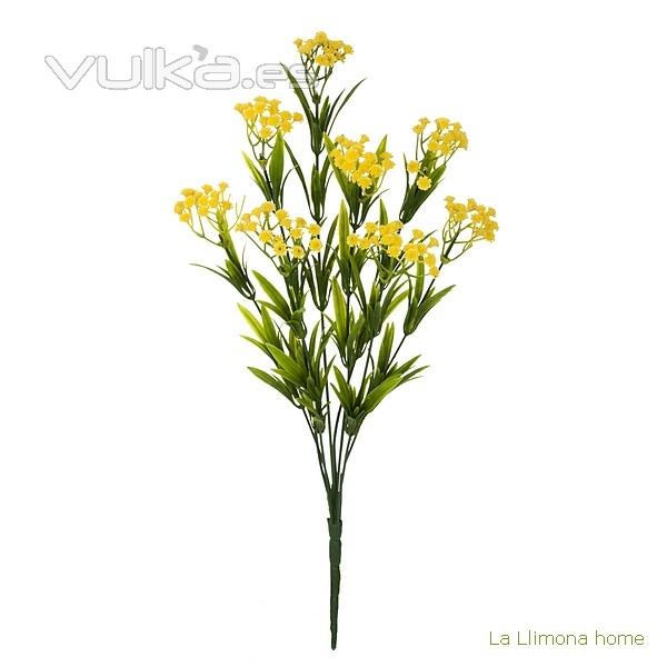 Planta flores bush gypsophila artificial amarilla 45 1 - La Llimona home