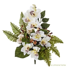 Ramo artificial flores orquideas cymbidium crema con hojas 49 - la llimona home