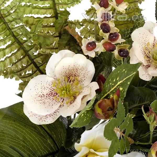 Ramo artificial flores orquídeas cymbidium crema con hojas 49 1 - La Llimona home