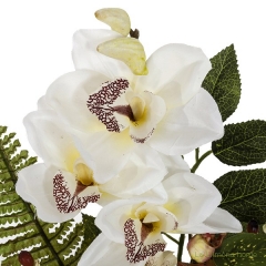 Ramo artificial flores orquideas cymbidium crema con hojas 49 2 - la llimona home