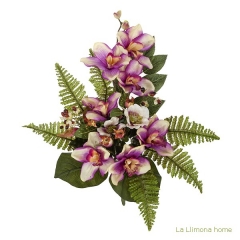 Ramo artificial flores orquideas cymbidium malva con hojas 49 - la llimona home