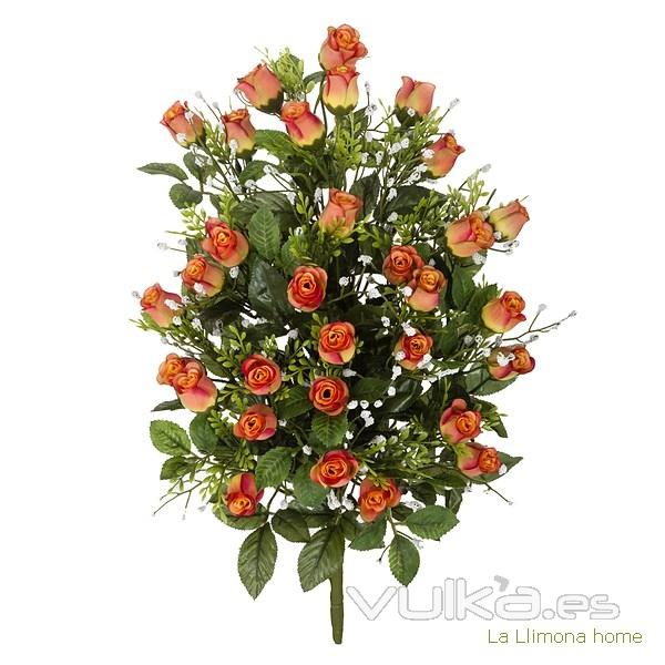 Todos los Santos. Ramo artificial flores rosas pitimini naranjas 52 - La Llimona home