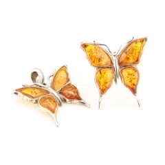 Conjunto ambar plata mariposas