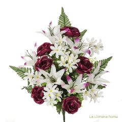 Todos los santos ramo artificial flores camelias malvas con liliums 60 - la llimona home