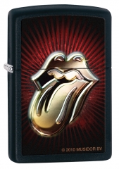 Zippo lighter rolling stones tongue burst black matte