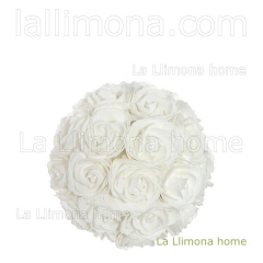 Flores artificiales bola flores rosas artificiales blancas 15 - la llimona home