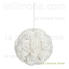 Flores artificiales bola flores rosas artificiales blancas 23 2 - la llimona home