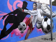 Decoracion con mural grafiti en equipamiento municipal (tarragona)
