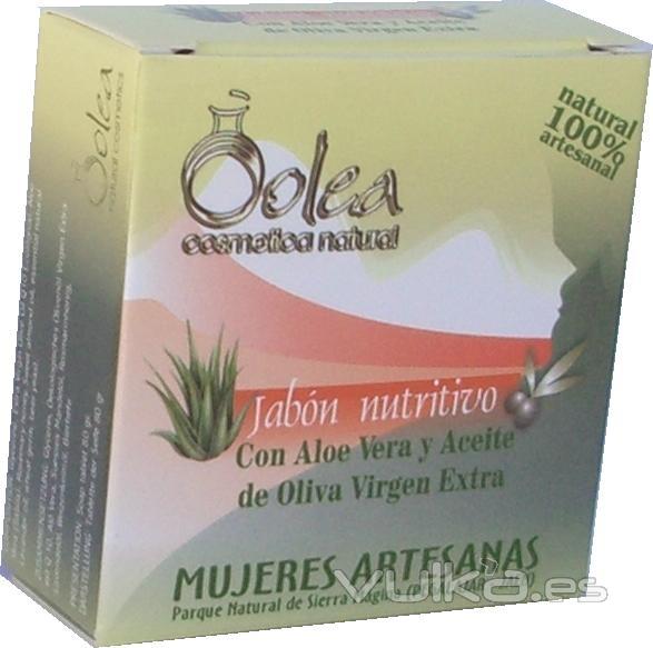 Jabón Nutritivo con aceite de oliva y aloe vera, nutre y cuida la piel. Desmaquillante.