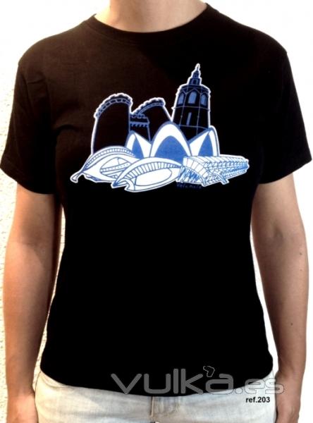 camiseta edificios valencia pecho de Valentia souvenirs