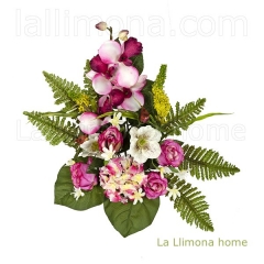 Ramos todos los santos ramo artificial flores rosas orquideas cereza con hojas 50 - la llimona home
