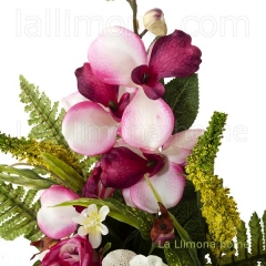 Todos los santos ramo artificial flores rosas orquideas cereza con hojas 50 1 - la llimona home
