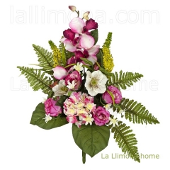 Todos los santos ramo artificial flores rosas orquideas cereza con hojas 50 3 - la llimona home