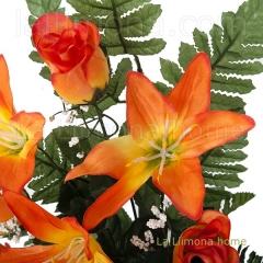 Todos los santos ramo artificial flores tiger lily naranja con hojas 45 1 - la llimona home