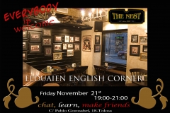 English corner at the nest everyone is invited chat, learn and make friends!