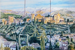 Vista de la alhambra desde el mirador de san nicolas mural de azulejos de 30x45cm