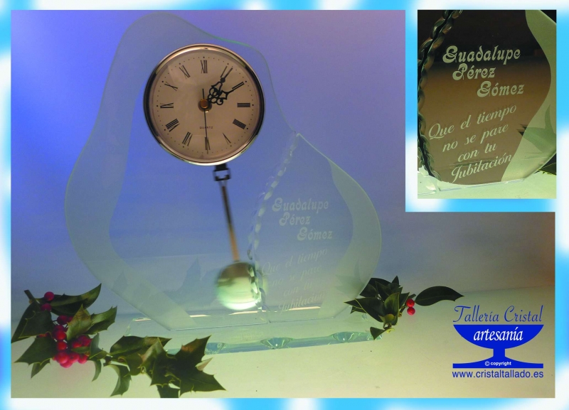 reloj cristal grabado