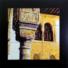 Rincon de la alhambra mural de azulejos 45x45 cm sobre madera (medidas totales 60x60cm)