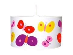 Lampara de mesa infantil cilindrica y  dibujos de mariposas multicolores bloom daisy