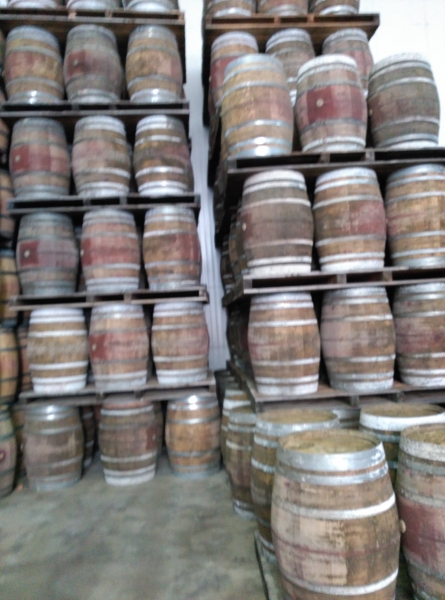 wooden barrels