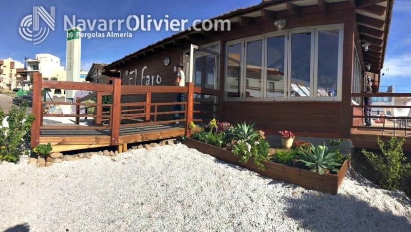 Estructura de madera tratada para Restaurante El Faro, Villaricos, Andalucía