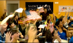 Slu - madrid students support their country during the candidate selection of the 2016 olympics