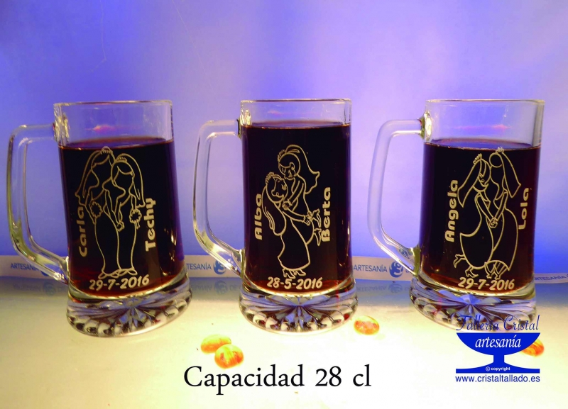 jarras decristal para cerveza grabadas para bodas gays y lesbianas