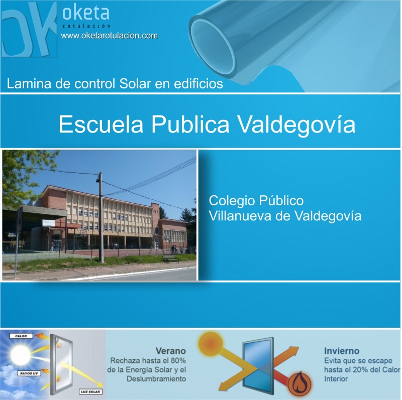 lamina solar Colegio Valdegovía- Alava . Rótulos Oketa