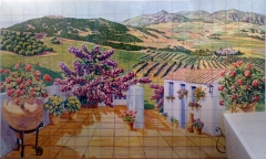 Paisaje andaluz mural personalizado en azulejos para terraza en marbella 180x300cm