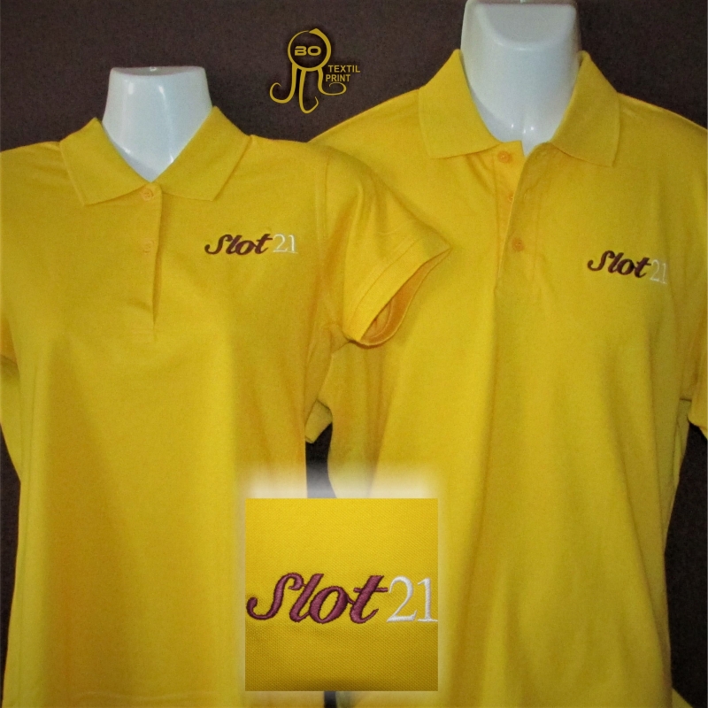 Polos con bordado Slot 21.  http://www.botextilprint.es  #botextilprint #trabajospersonalizados #pol