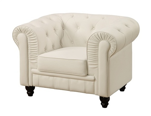 Sillón CHESTER, diseño, tapizado en similpiel blanca. (R)