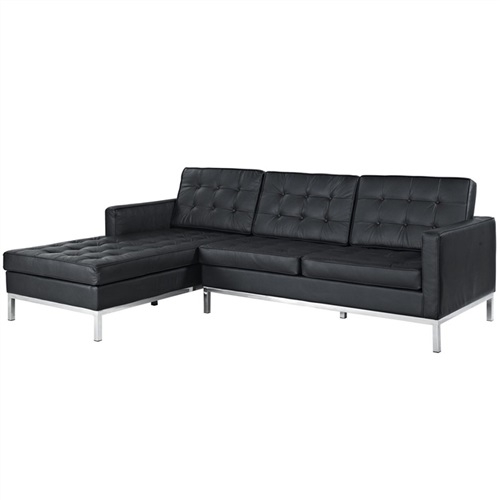 Sofa y Chaise Longue -a derecha -Mod. BERLIN, similpiel negra.